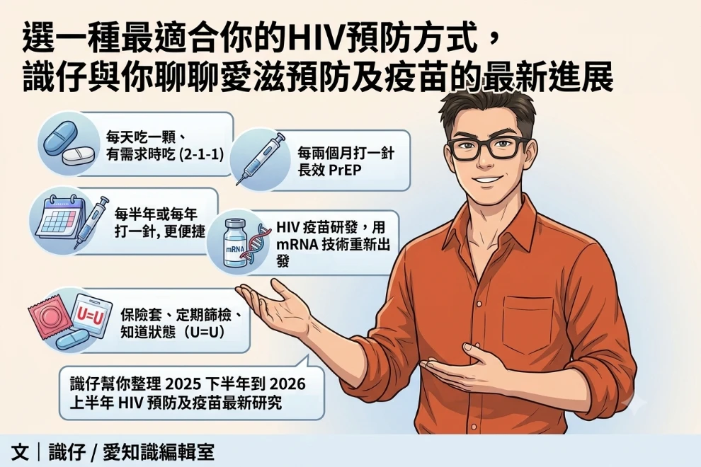 選一種最適合你的HIV預防方式，識仔與你聊聊愛滋預防及疫苗的最新進展